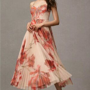 Anthropologie x Hutch Brianna Bustier Pleated Tulle Maxi Dress wedding floral